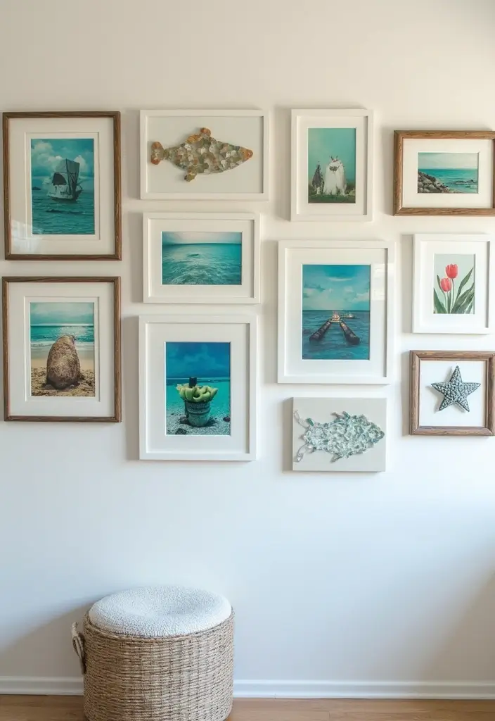 27 Ocean Themed Bedroom for Teens Ideas That Feel Calm and Coastal - 4. Coastal Gallery Wall