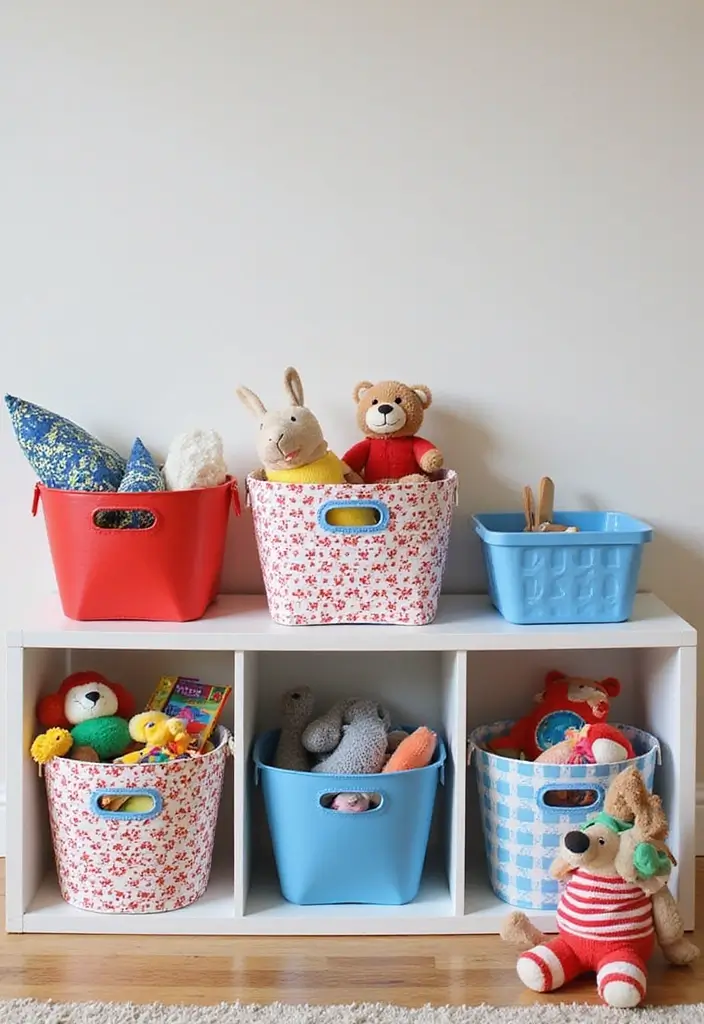 27 Red White and Blue Bedroom Ideas That Look Bold and Patriotic - 11. Themed Toy Storage