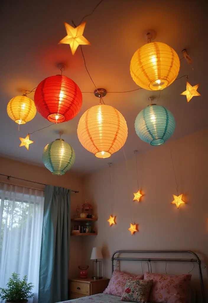 27 Red White and Blue Bedroom Ideas That Look Bold and Patriotic - 13. Fun Ceiling Decor