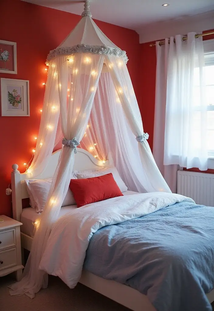 27 Red White and Blue Bedroom Ideas That Look Bold and Patriotic - 15. Themed Bed Canopy