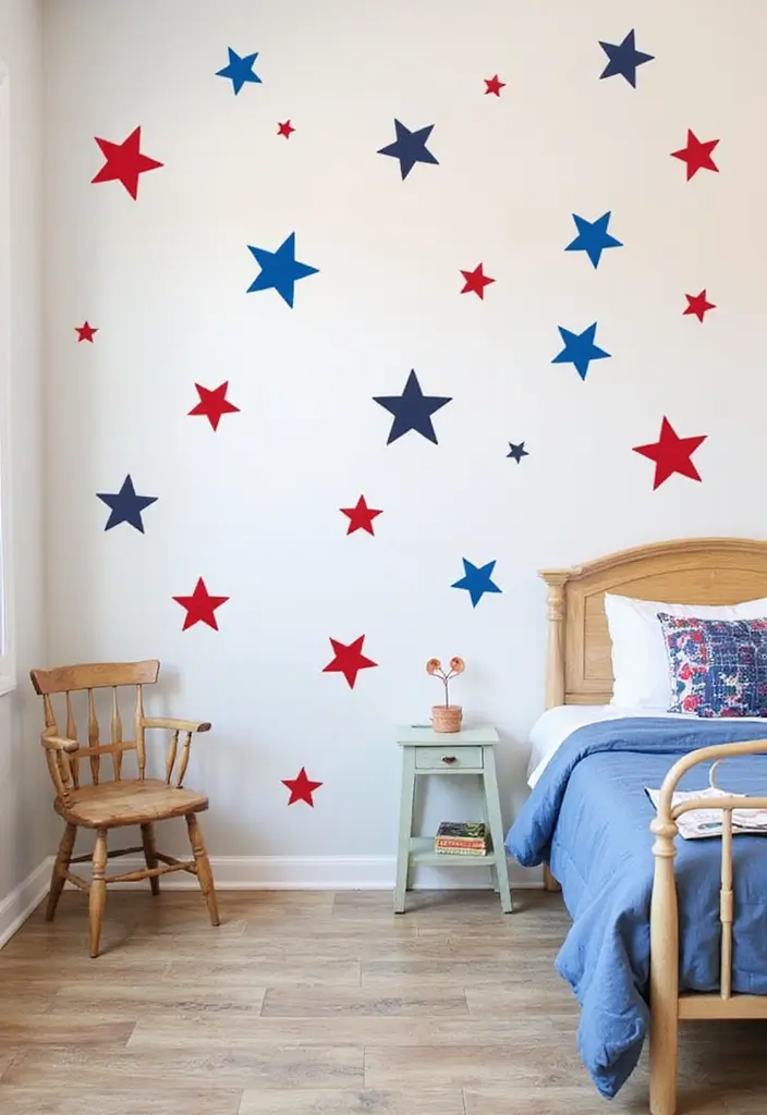 27 Red White and Blue Bedroom Ideas That Look Bold and Patriotic - 16. Interactive Wall Decals