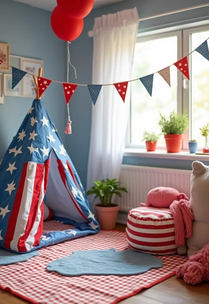 27 Red White and Blue Bedroom Ideas That Look Bold and Patriotic - 19. Themed Play Area