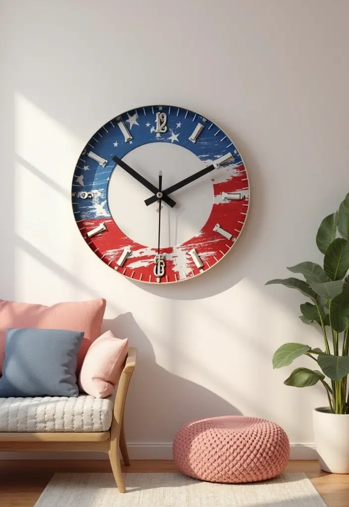 27 Red White and Blue Bedroom Ideas That Look Bold and Patriotic - 24. Fun Personalized Wall Clocks