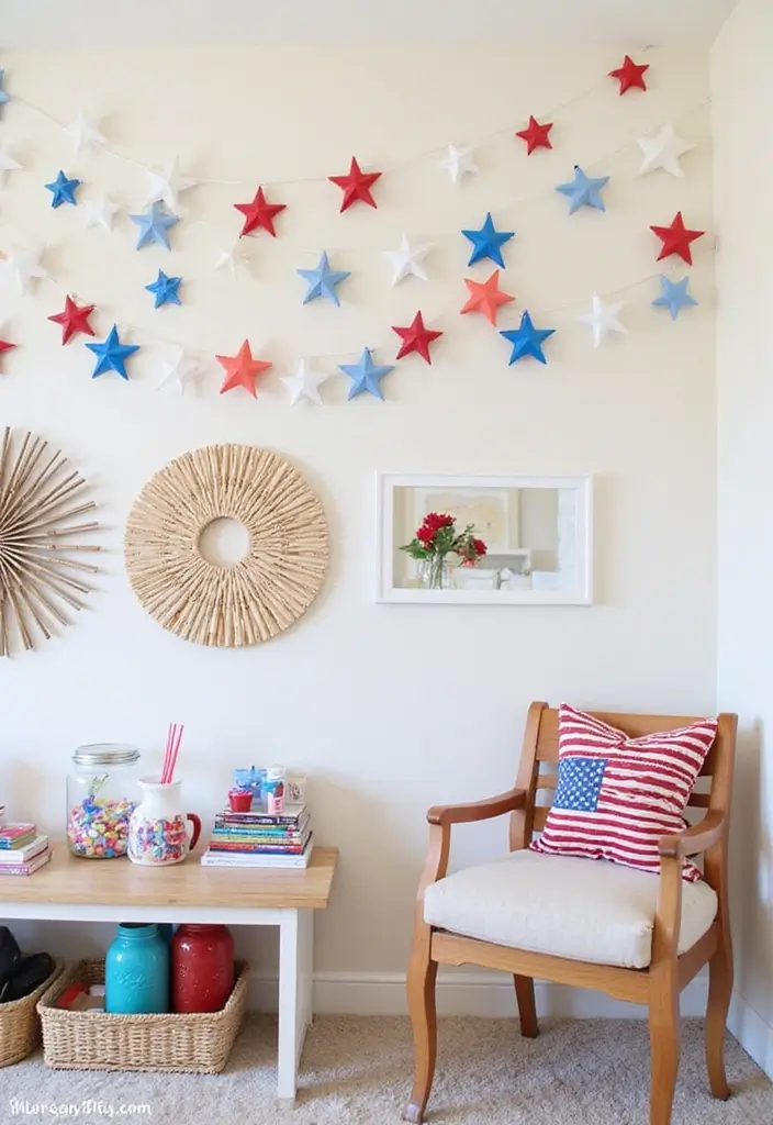 27 Red White and Blue Bedroom Ideas That Look Bold and Patriotic - 7. DIY Patriotic Decorations
