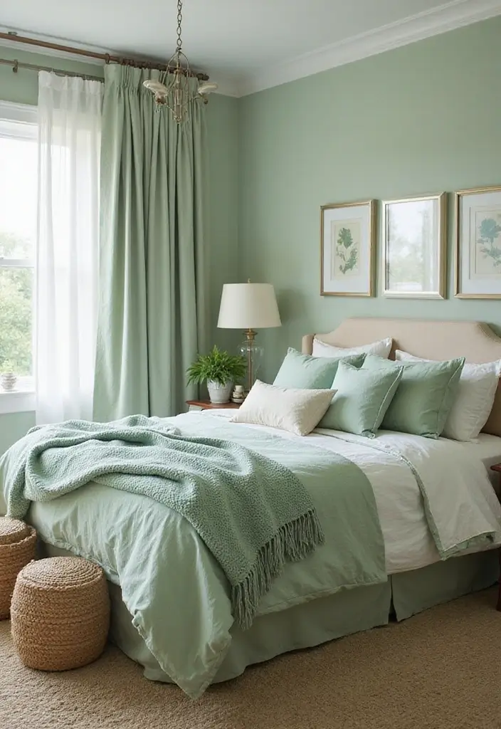 27 Sage Green and White Bedroom Ideas That Feel Fresh and Bright - 15. Sage Green Bedroom Accessories