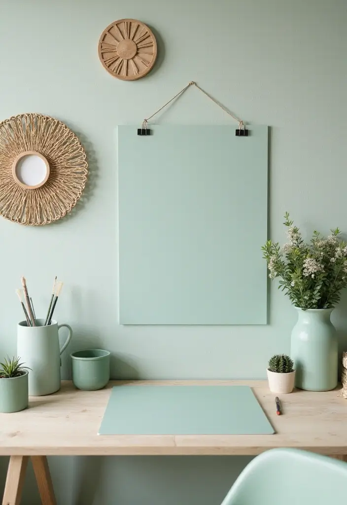 27 Sage Green and White Bedroom Ideas That Feel Fresh and Bright - 27. Sage Green Stationery and Decor Items