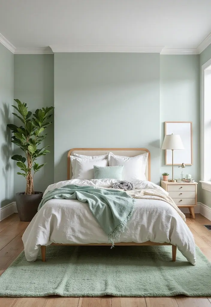 27 Sage Green and White Bedroom Ideas That Feel Fresh and Bright - 4. Sage Green Area Rugs