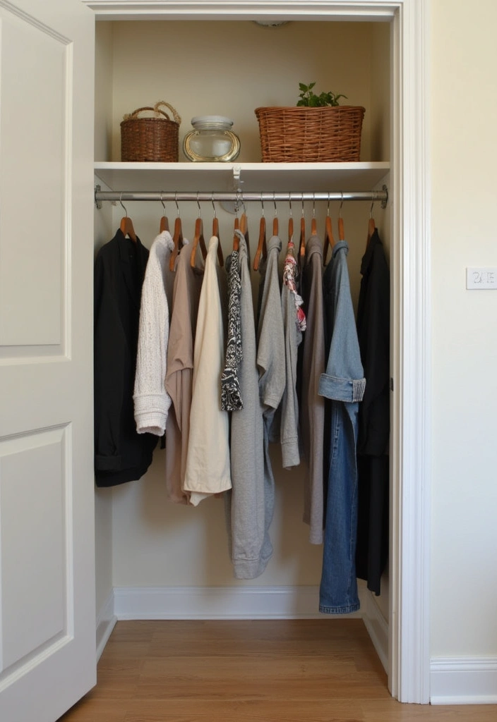 27 Small Closet Organization Bedroom Ideas That Keep Things Tidy - 19. Add a Pull-Out Clothes Rack