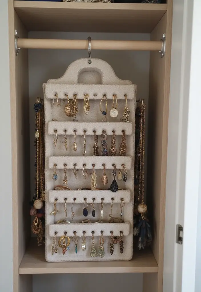 27 Small Closet Organization Bedroom Ideas That Keep Things Tidy - 20. Use a Jewelry Organizer