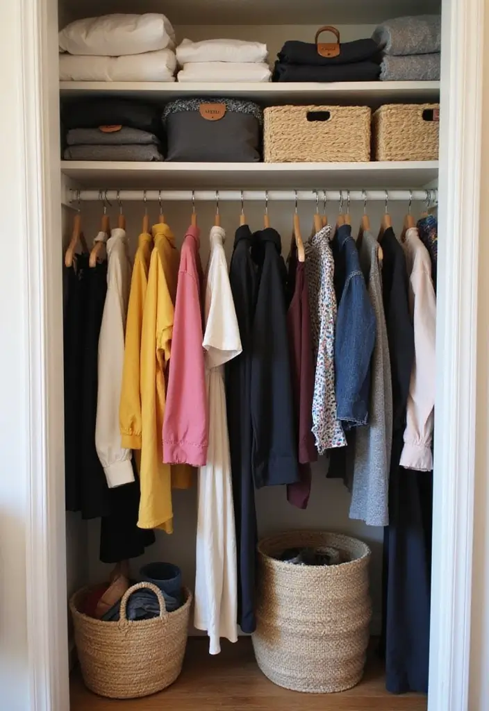 27 Small Closet Organization Bedroom Ideas That Keep Things Tidy - 8. Implement Seasonal Rotation