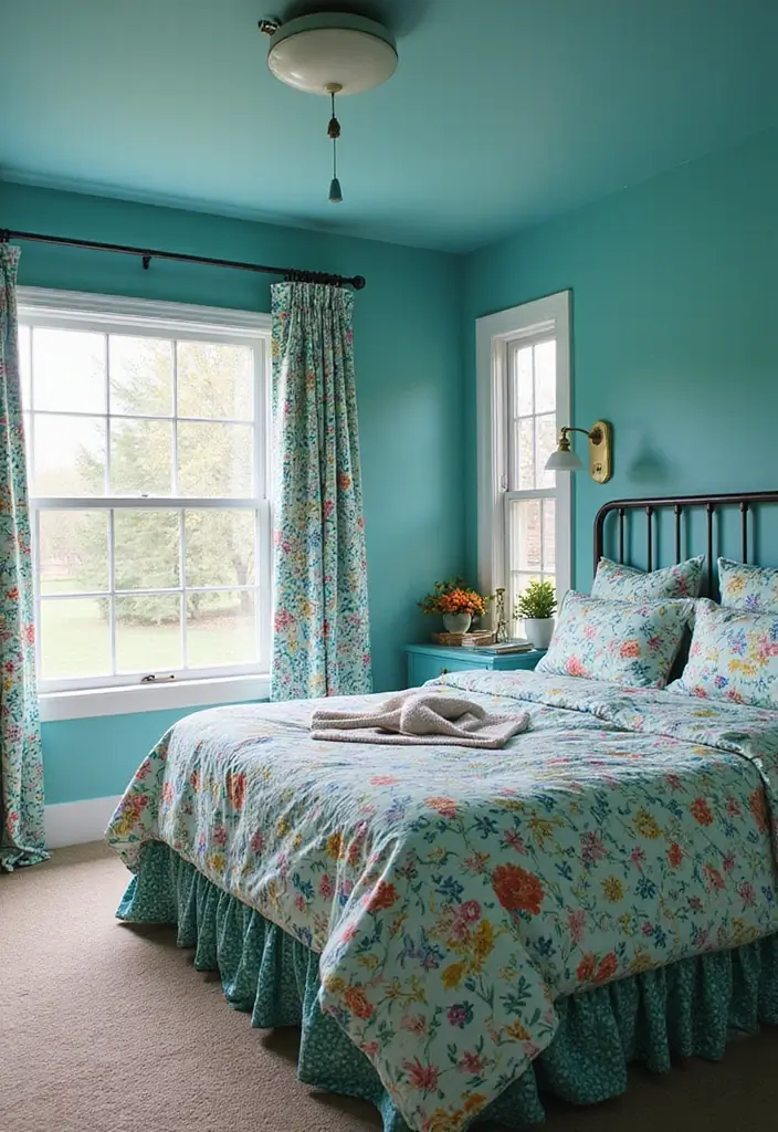 27 Teal and White Bedroom Ideas That Look Crisp and Fresh - 15. Playful Patterns