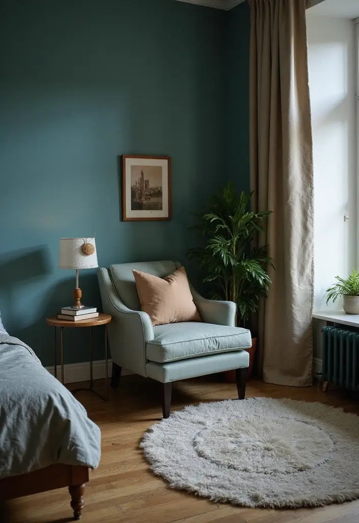 27 Teal and White Bedroom Ideas That Look Crisp and Fresh - 19. Cozy Reading Nook