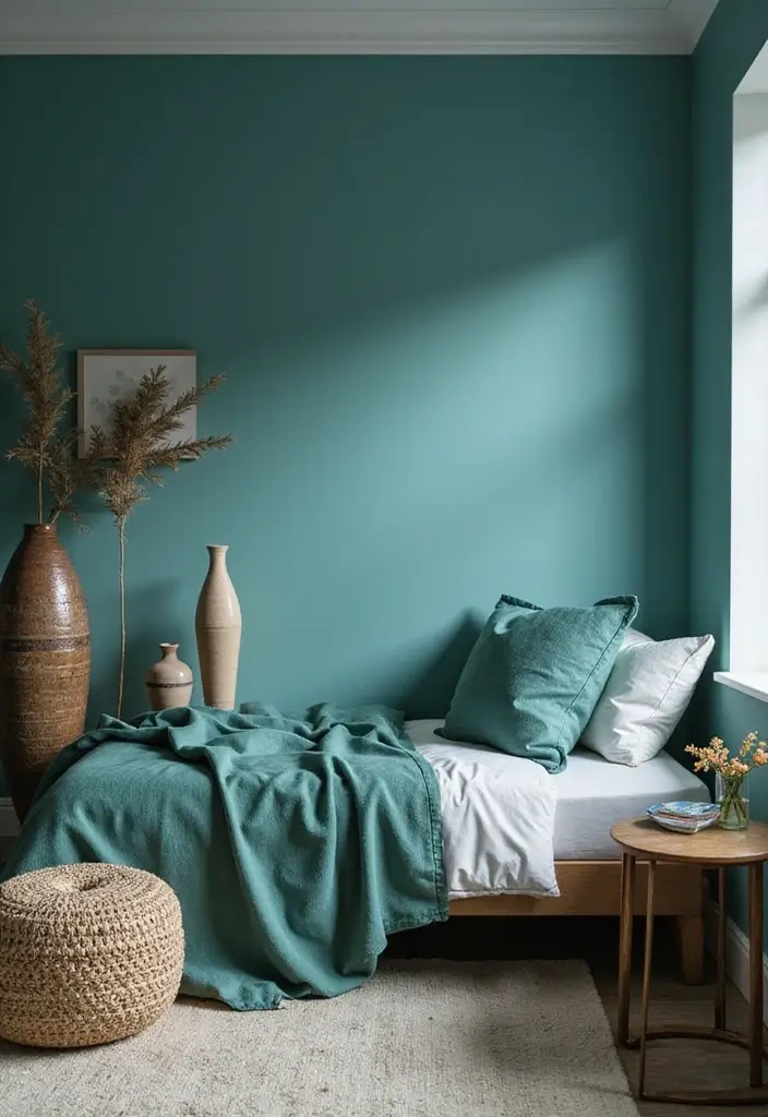 27 Teal and White Bedroom Ideas That Look Crisp and Fresh - 21. Dynamic Accessories