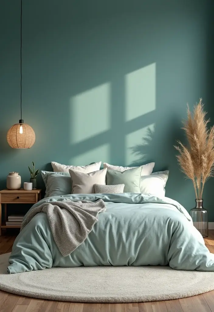 27 Teal and White Bedroom Ideas That Look Crisp and Fresh - 23. Soft Underfoot