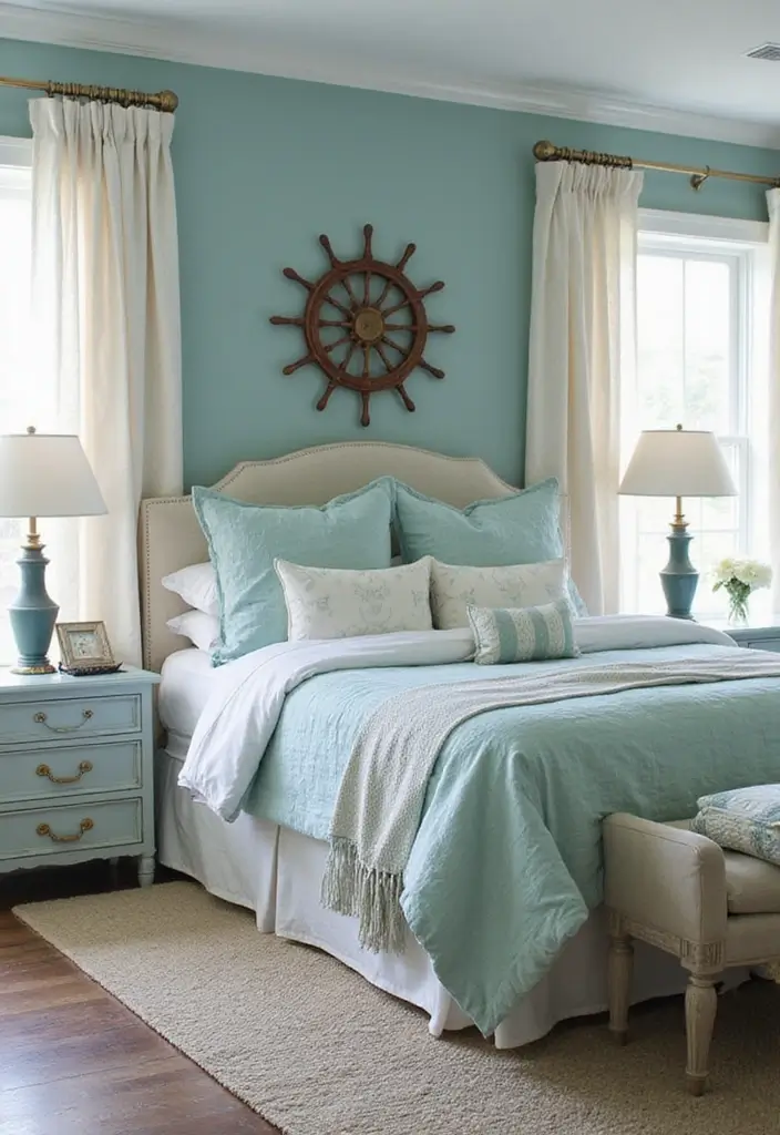 27 Teal and White Bedroom Ideas That Look Crisp and Fresh - 4. Nautical Accents