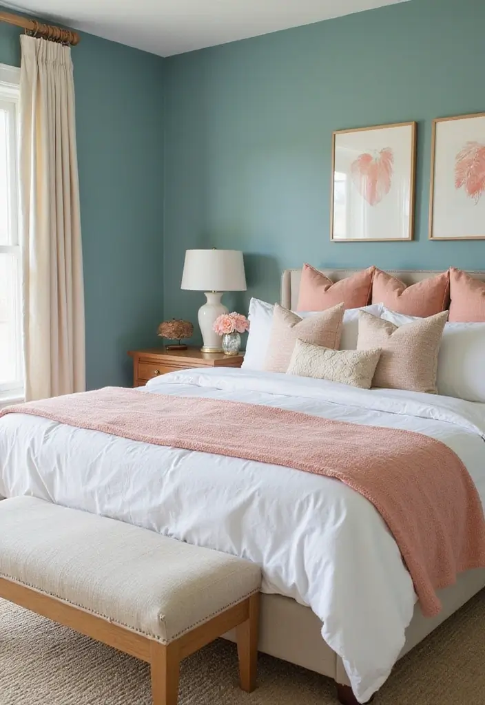 27 Teal and White Bedroom Ideas That Look Crisp and Fresh - 7. Coastal Color Palette