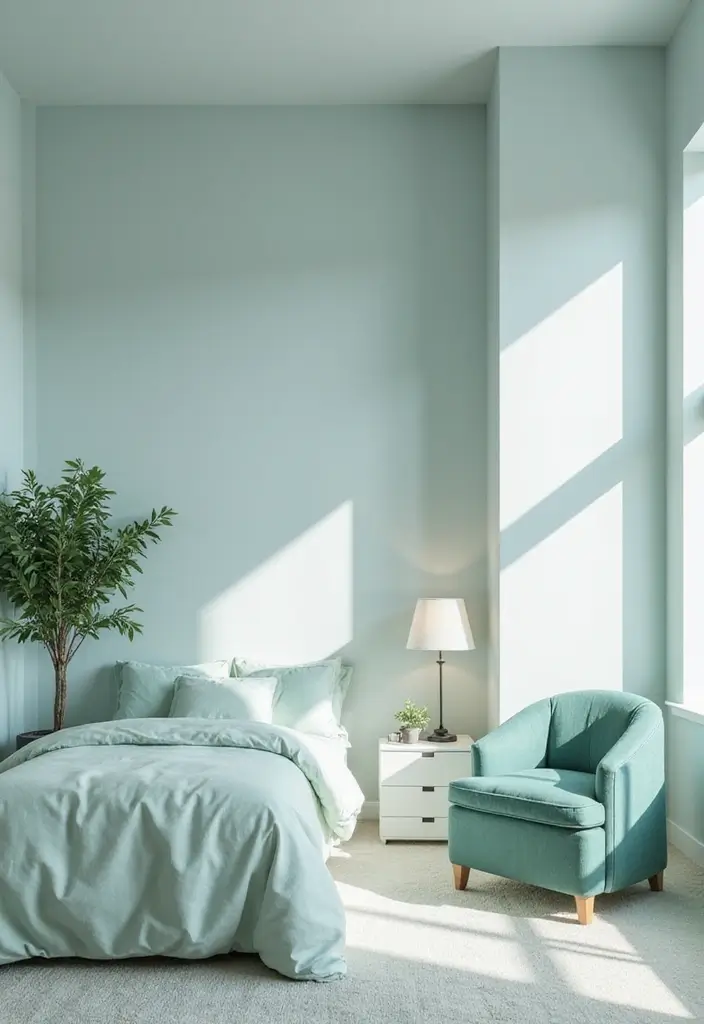 27 Teal and White Bedroom Ideas That Look Crisp and Fresh - 8. Minimalist Approach