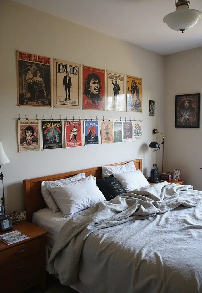 28 Band Posters on Wall Bedroom Ideas That Feel Edgy and Fun - 18. Create a Music Timeline