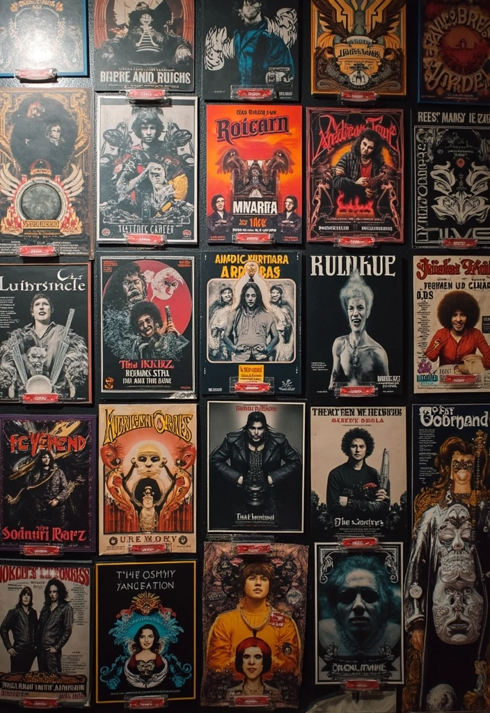 28 Band Posters on Wall Bedroom Ideas That Feel Edgy and Fun - 19. Use of 3D Elements