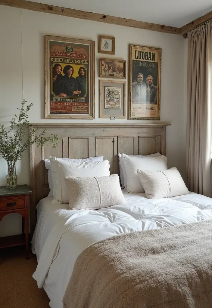 28 Band Posters on Wall Bedroom Ideas That Feel Edgy and Fun - 21. Upcycled Materials for Unique Frames