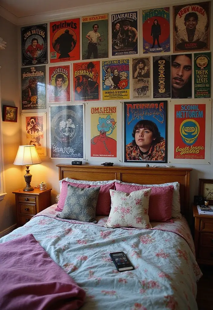 28 Band Posters on Wall Bedroom Ideas That Feel Edgy and Fun - 24. Poster Swap Party