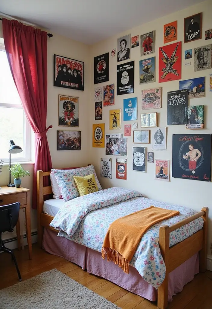 28 Band Posters on Wall Bedroom Ideas That Feel Edgy and Fun - 25. Wall Stencils and Posters