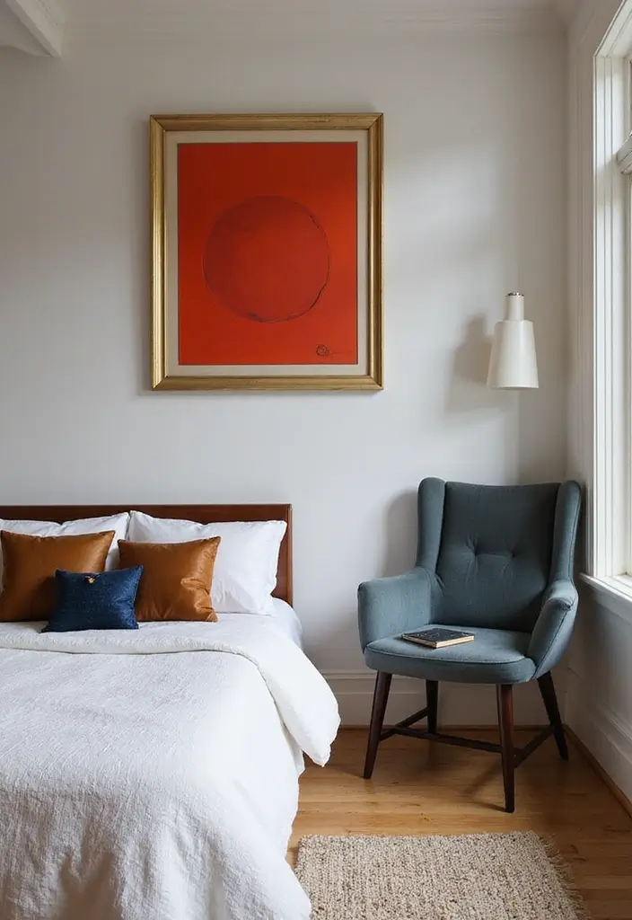 28 Bedroom 4x4 Interior Design Ideas That Feel Cozy and Functional - 16. Incorporate a Statement Piece