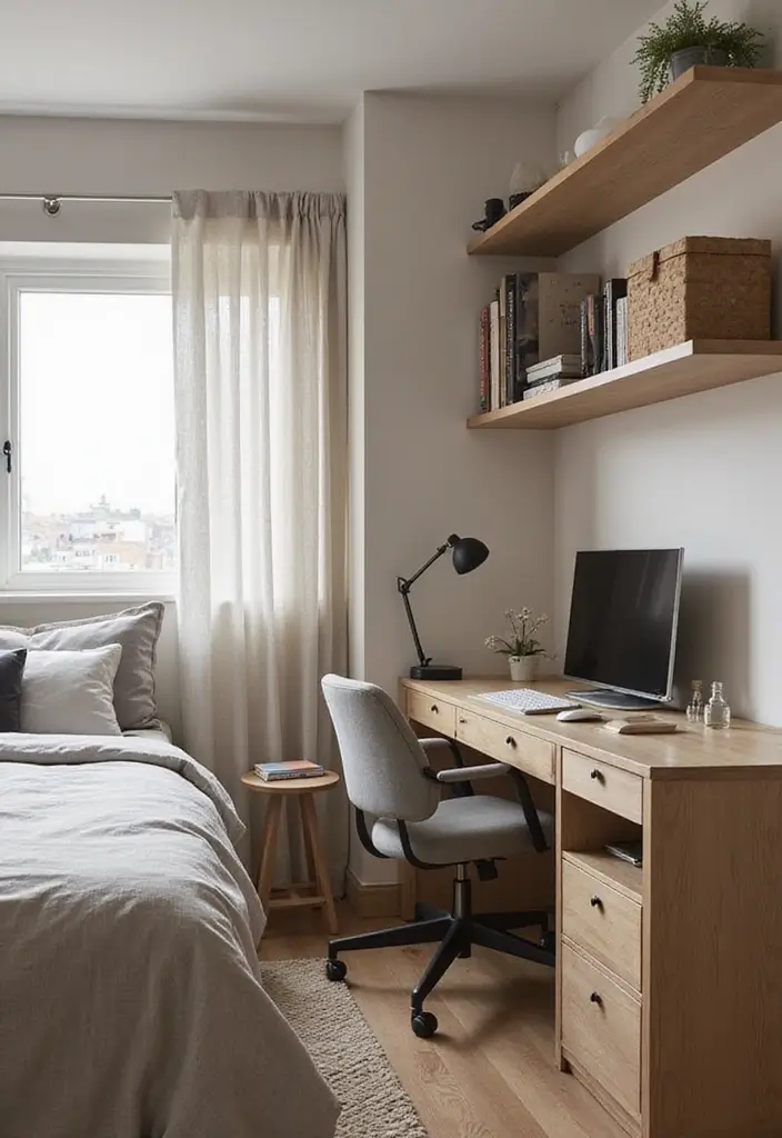 28 Bedroom 4x4 Interior Design Ideas That Feel Cozy and Functional - 23. Incorporate a Desk