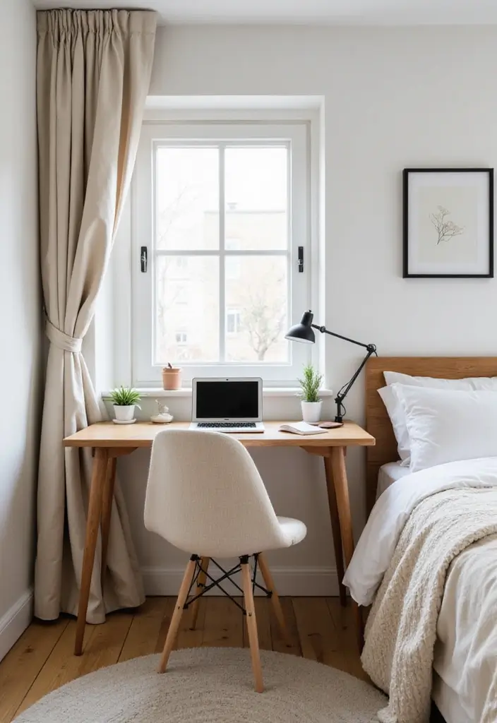 28 Bedroom 4x4 Interior Design Ideas That Feel Cozy and Functional - 28. Minimalist Workspace