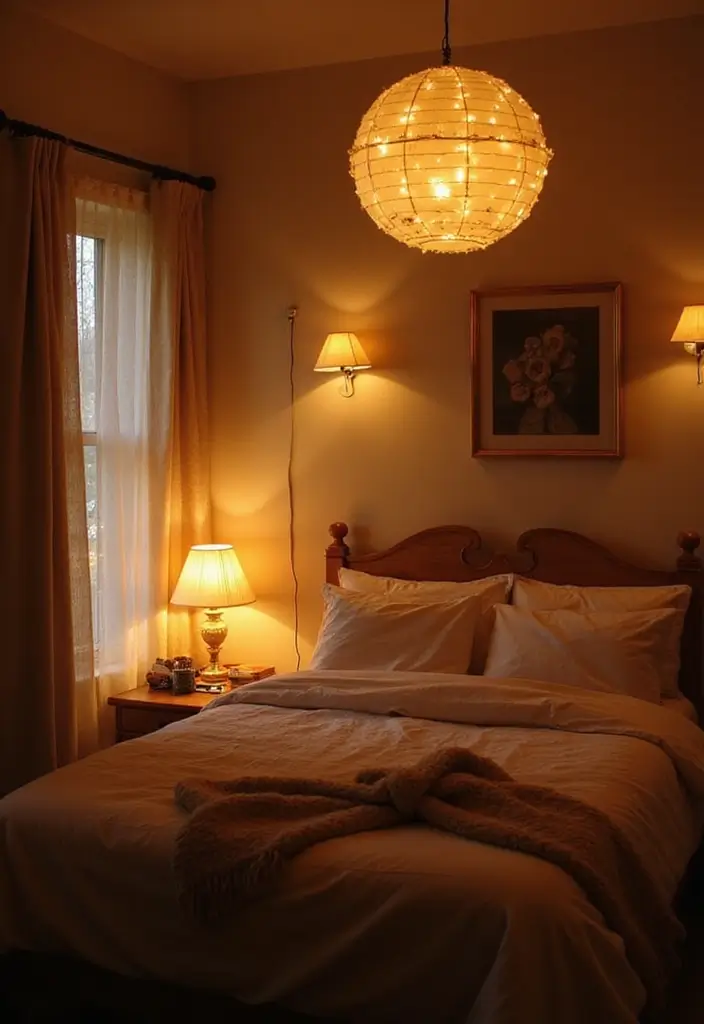 28 Bedroom 4x4 Interior Design Ideas That Feel Cozy and Functional - 7. Layered Lighting