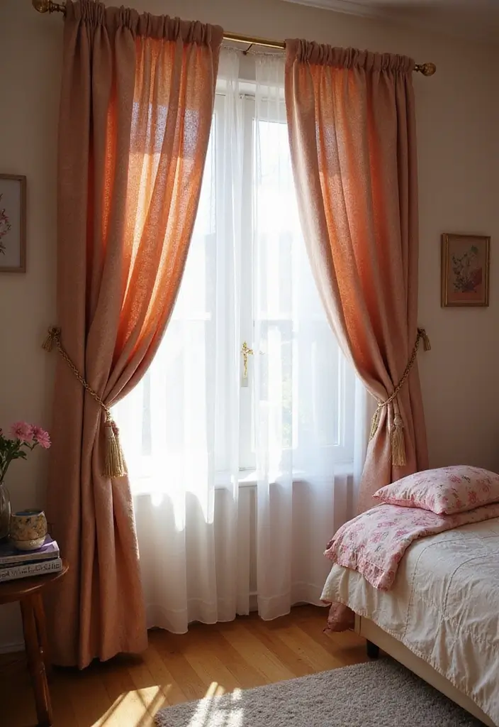 28 Bedroom Decor for Teens That's Trendy - 15. Layered Curtains