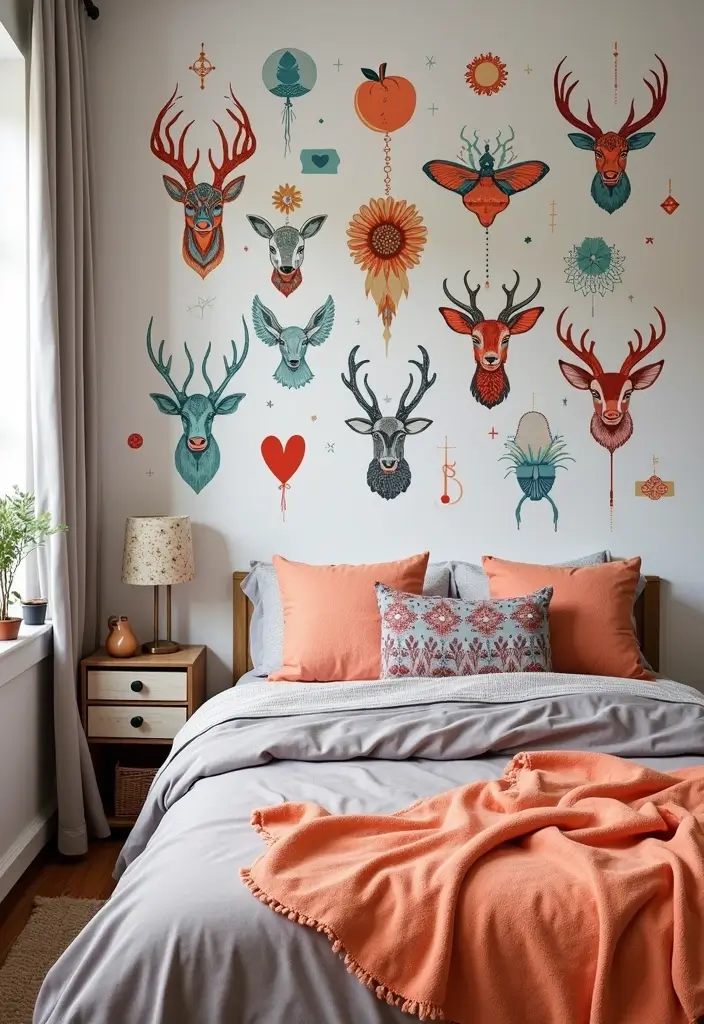28 Bedroom Decor for Teens That's Trendy - 17. Funky Wall Decals