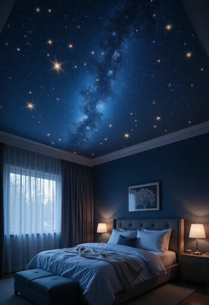 28 Bedroom Pop Design Ceiling Ideas That Look Modern and Artistic - 11. Starry Night Ceilings