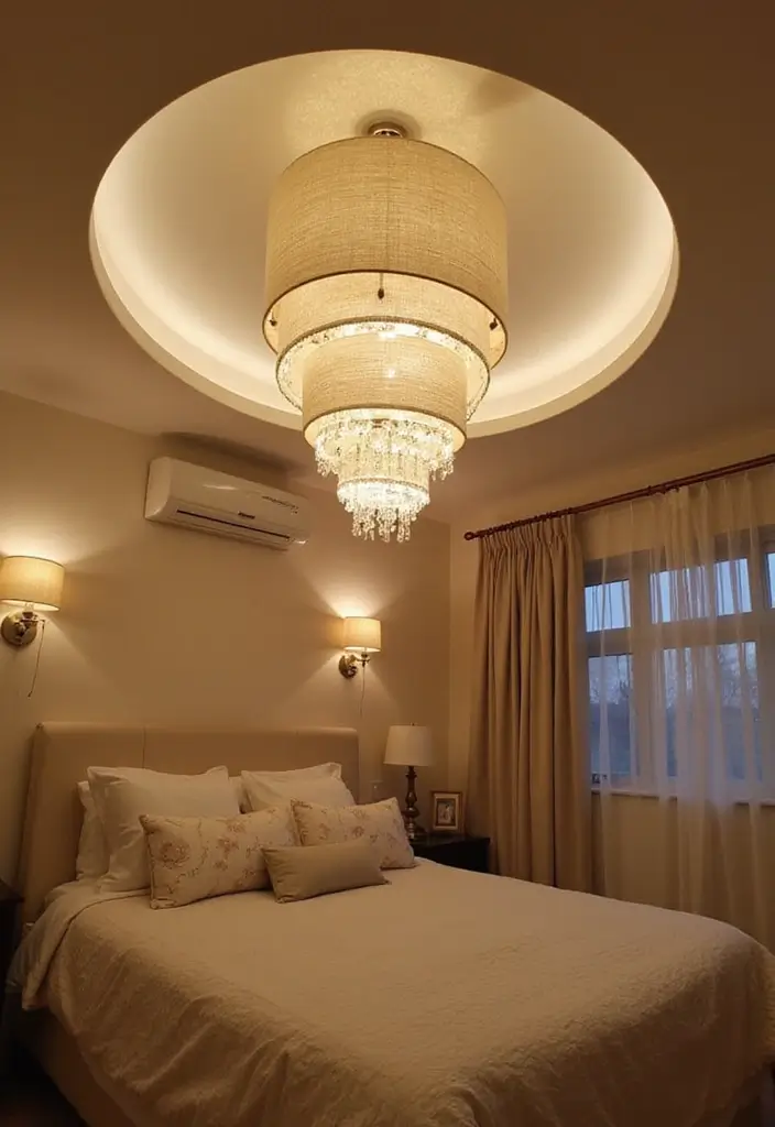 28 Bedroom Pop Design Ceiling Ideas That Look Modern and Artistic - 19. Layered Lighting