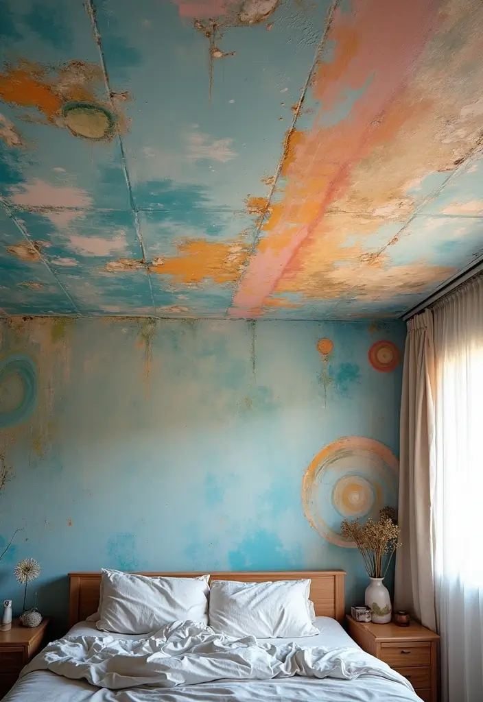 28 Bedroom Pop Design Ceiling Ideas That Look Modern and Artistic - 21. Artistic Paint Techniques