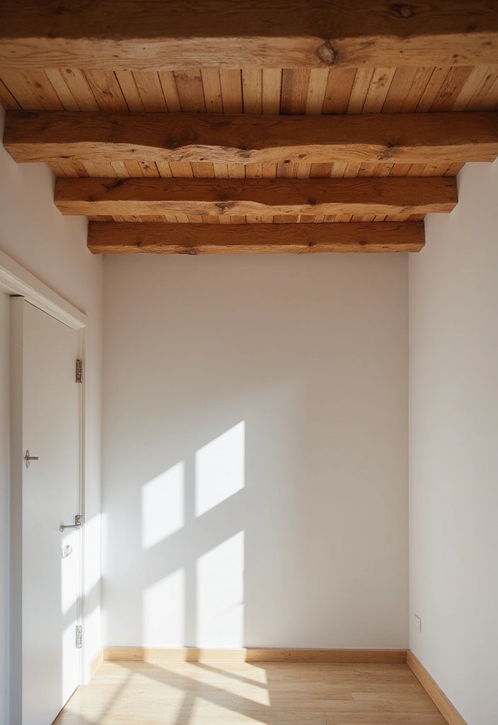 28 Bedroom Pop Design Ceiling Ideas That Look Modern and Artistic - 22. Ceiling Beams in Natural Wood