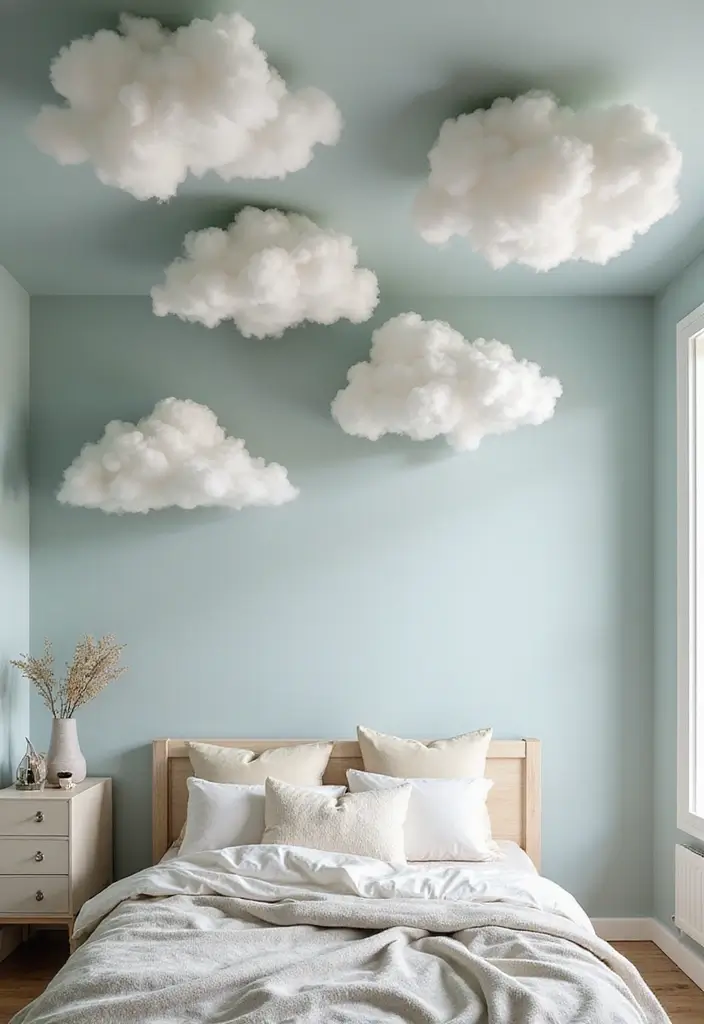 28 Bedroom Pop Design Ceiling Ideas That Look Modern and Artistic - 28. Floating Clouds