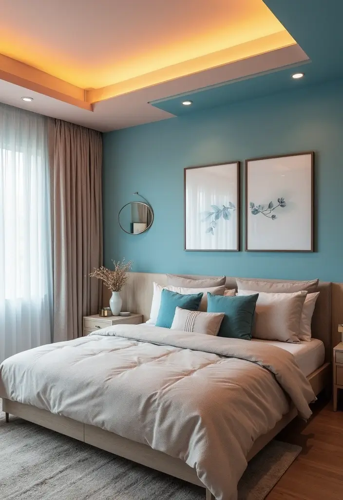 28 Bedroom Pop Design Ceiling Ideas That Look Modern and Artistic - 7. Colorful Ombre Effects