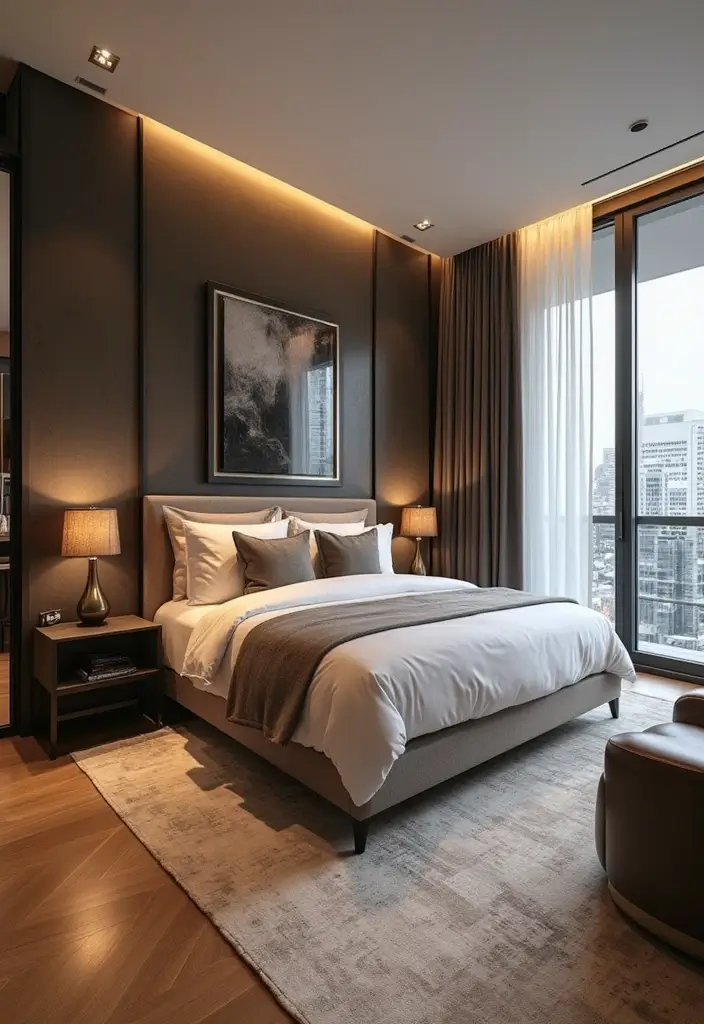 28 Bedroom With Attached Bathroom Layouts That Are Functional and Stylish - 28. Glamorous City Living