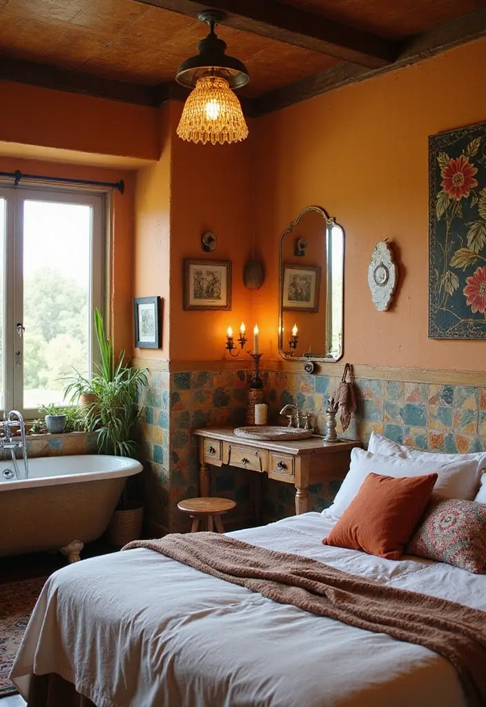 28 Bedroom With Attached Bathroom Layouts That Are Functional and Stylish - 6. Bohemian Retreat