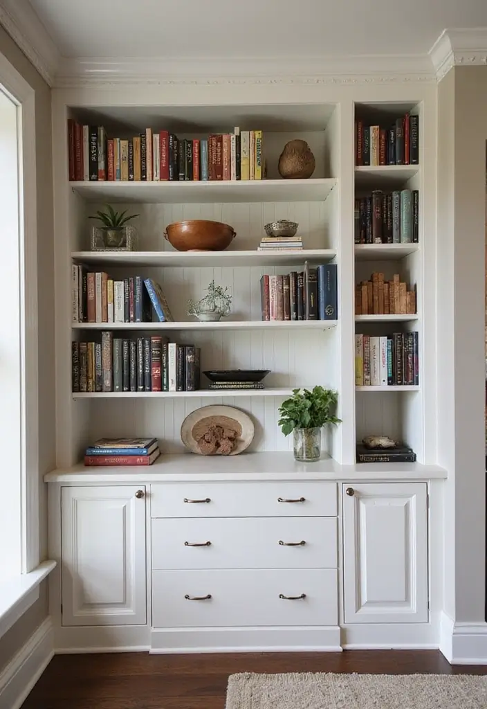 28 Bedroom and Study Room Design Ideas That Are Smart and Functional - 11. Built-In Shelving for Storage and Decor