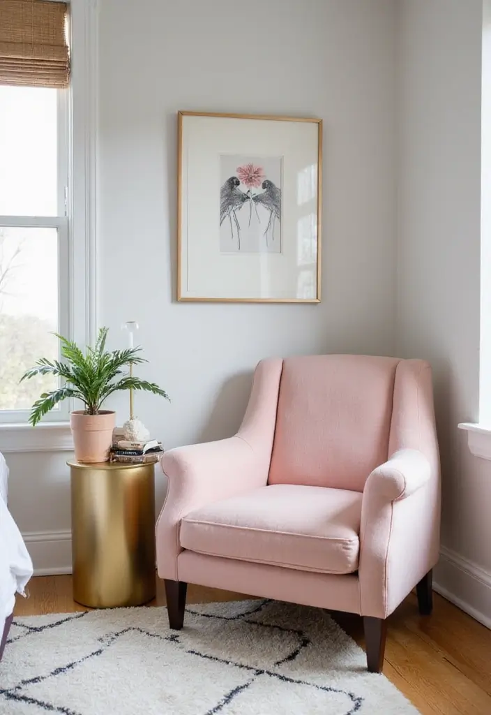 28 Blush Pink and Gold Bedroom Ideas That Look Chic and Feminine - 12. Blush Pink Accent Chairs