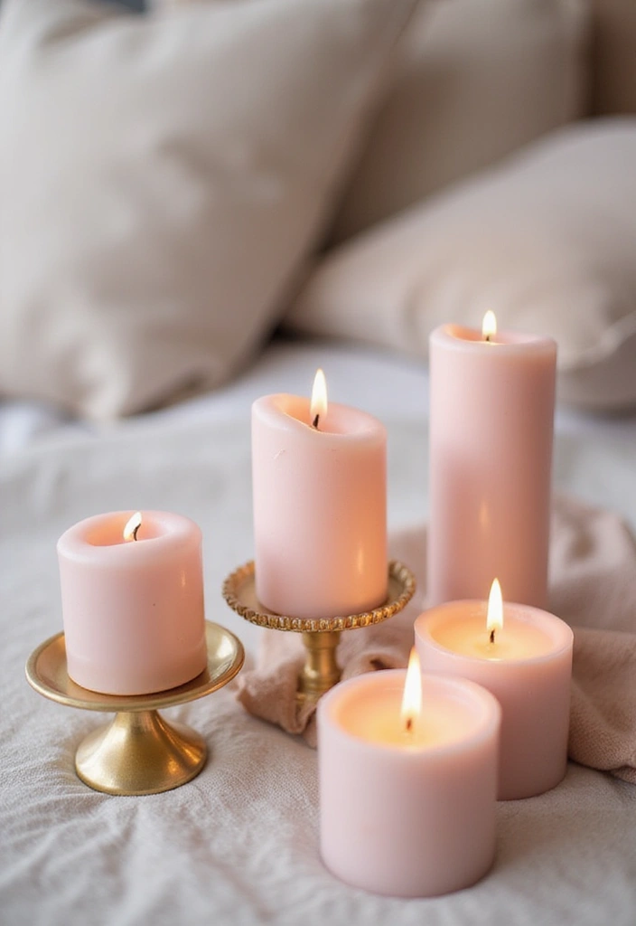 28 Blush Pink and Gold Bedroom Ideas That Look Chic and Feminine - 15. Blush Pink Candles