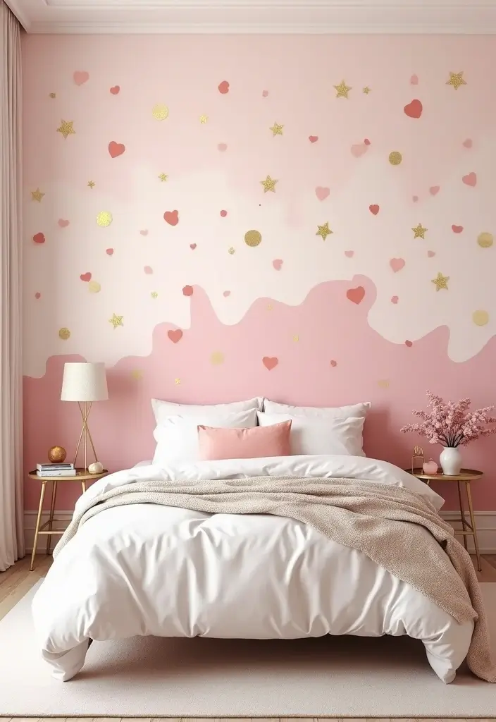 28 Blush Pink and Gold Bedroom Ideas That Look Chic and Feminine - 17. Blush Pink and Gold Wall Decals