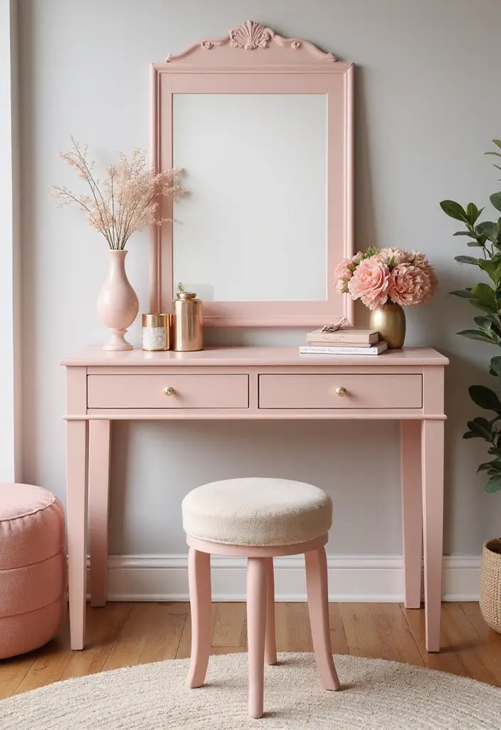 28 Blush Pink and Gold Bedroom Ideas That Look Chic and Feminine - 18. Elegant Blush Pink Vanities