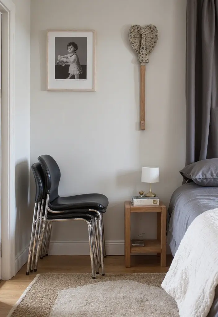 28 Chair Design for Bedroom Ideas That Add Comfort and Style - 19. Space-Saving Stackable Chairs