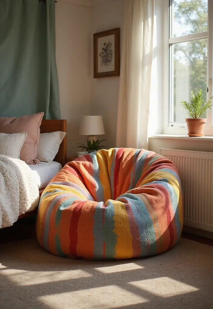 28 Chair Design for Bedroom Ideas That Add Comfort and Style - 4. Eco-Friendly Bean Bag Chair