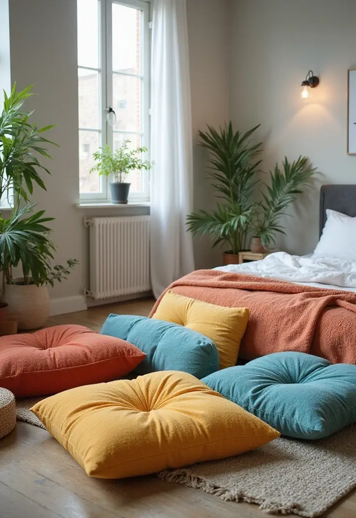 28 Chair Design for Bedroom Ideas That Add Comfort and Style - 8. Upholstered Floor Cushion