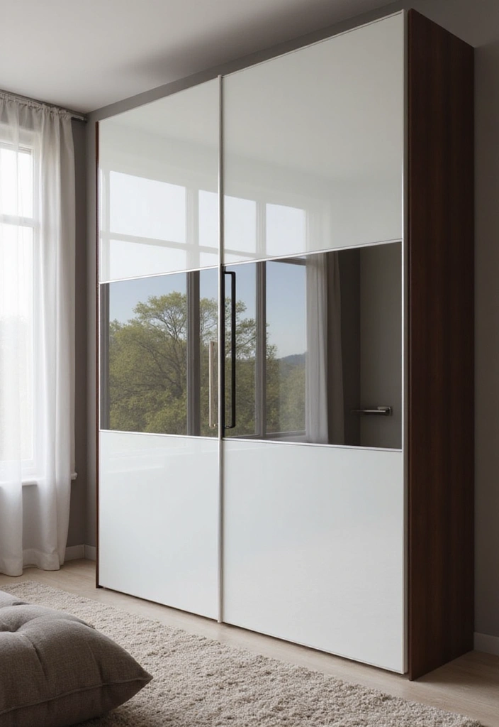 28 Glass Wardrobe Design Bedroom Ideas That Feel Clean and Modern - 22. Two-Tone Glass Wardrobe Design