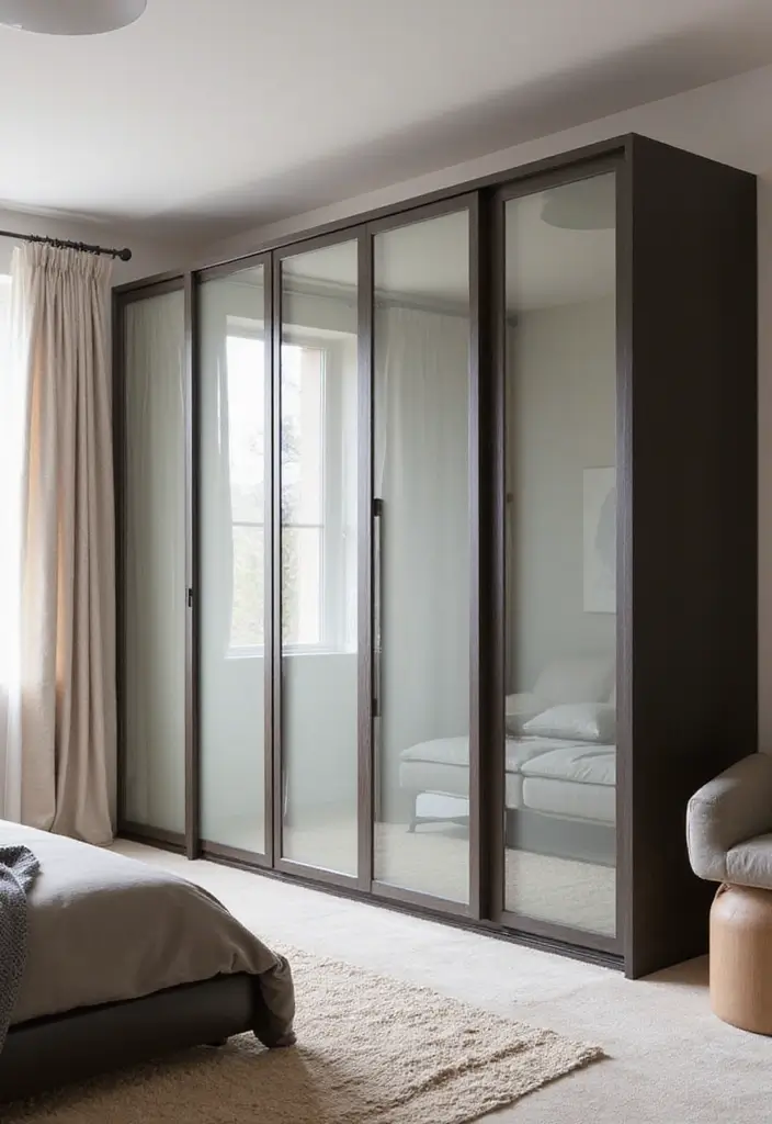 28 Glass Wardrobe Design Bedroom Ideas That Feel Clean and Modern - 27. Glass Wardrobe with Customizable Doors